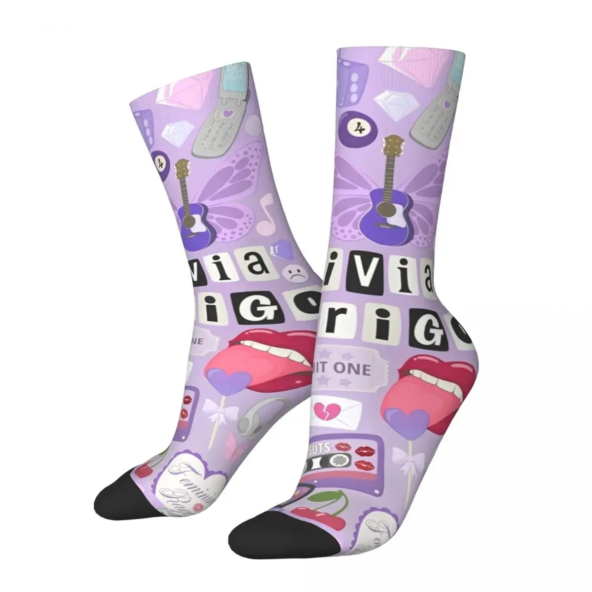 Olivia Rodrigo - Sour Tour Purple Pattern Socks