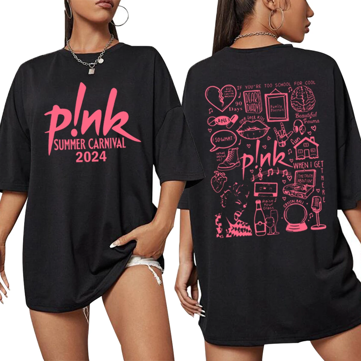 P!nk - Summer Carnival Doodle Design Tshirt
